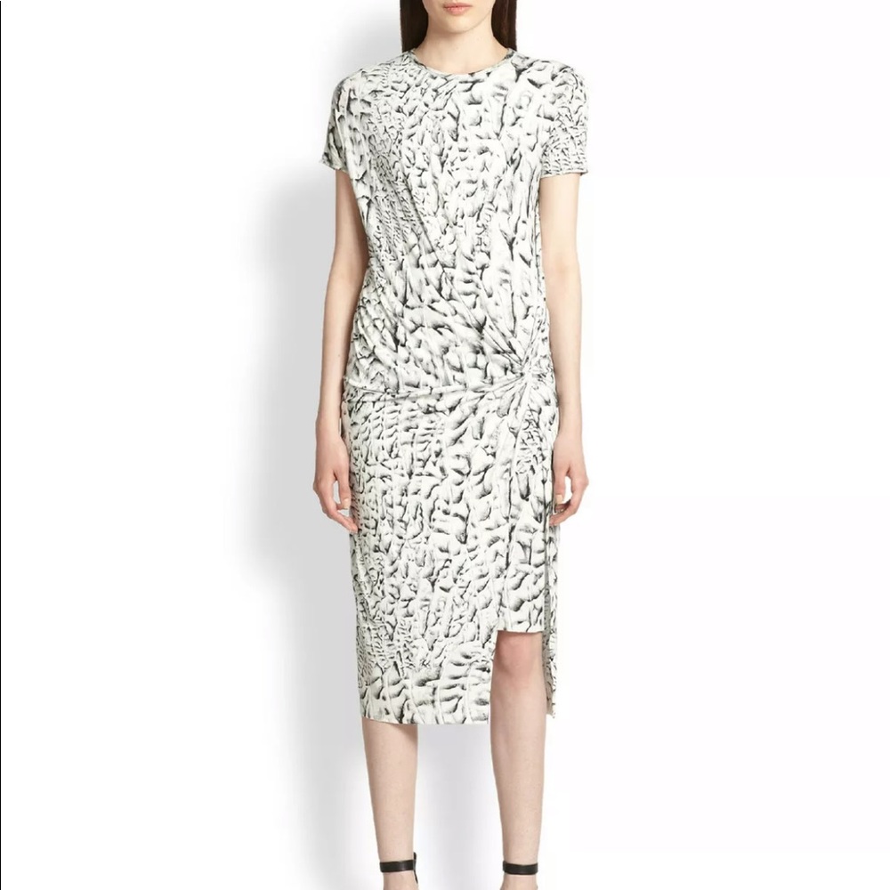 HELMUT LANG Deep Twist Strata Print Jersey Dress